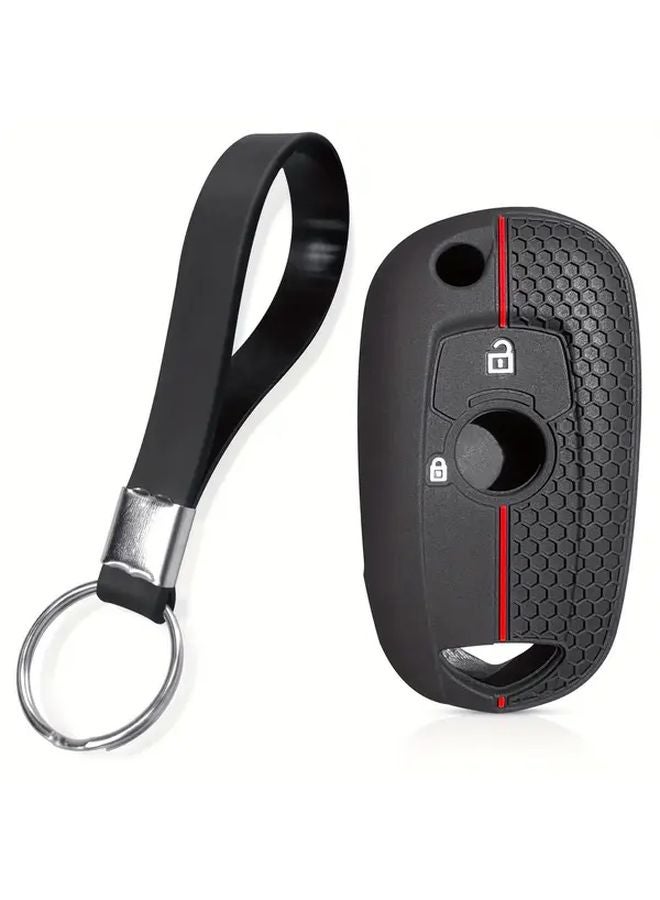 Opel Vauxhall Astra K Corsa E Key Fob Case Cover Black With Red Stripe 1PC - Image 1